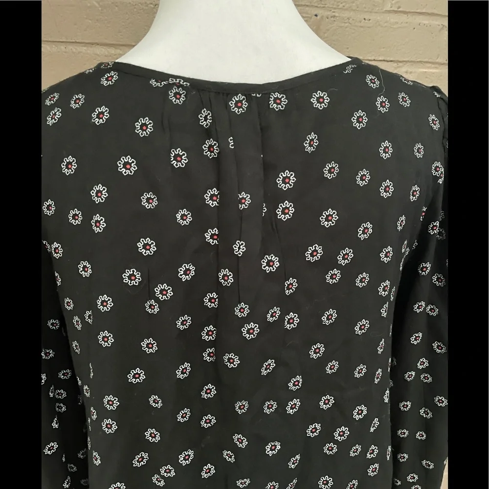 Free People Black floral print tiered top S